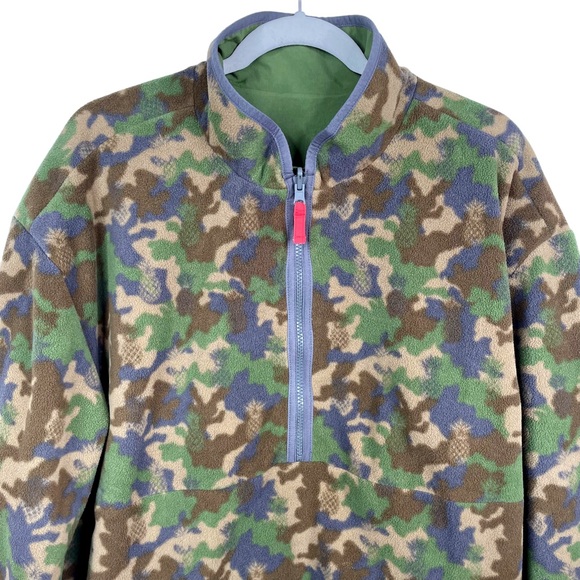 Chubbies Reversible Camouflage Pineapple Fleece Jacket Coat Green Large - Picture 8 of 15